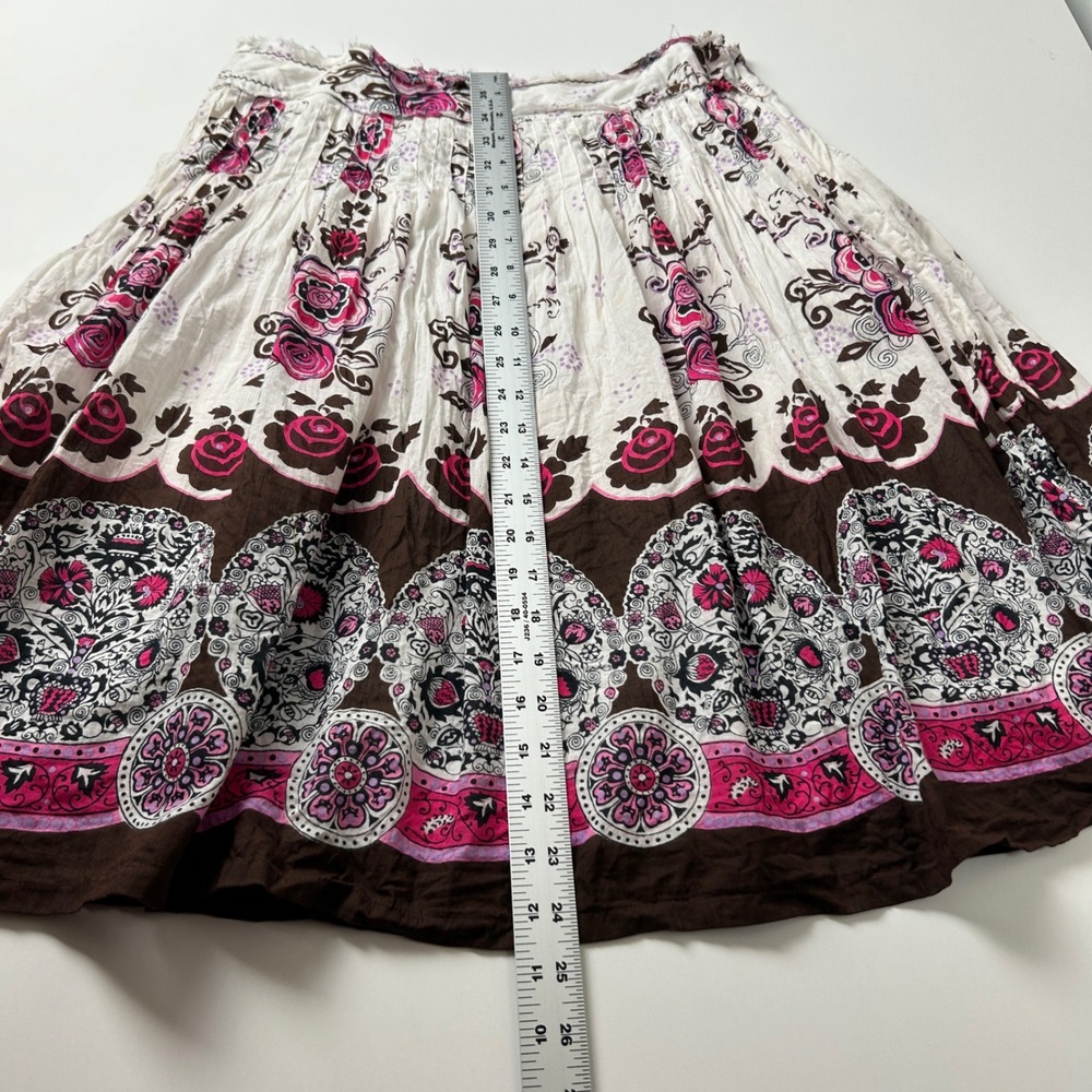 Chaudry KC Bohemian Floral Skirt Pink Brown Cotton Size Medium - Picture 7 of 11